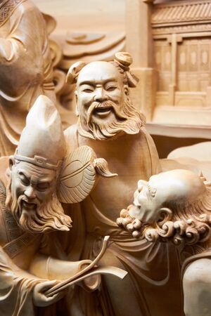 Chinese vintage statues, sculpture, molded figures. Work of arts. Hand maid, chinese culture. Stone men.の写真素材