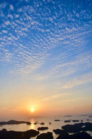 Twilight and beautiful sunsets, and rocksの写真素材