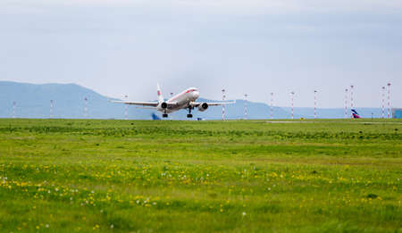 Russia, Vladivostok, 05/26/2017. Passenger airplane Tupolev Tu-204-100B of Air Koryo company (North Korea) takes off.のeditorial素材