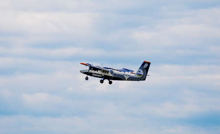 Russia, Vladivostok, 05/26/2017. Passenger airplane De Havilland Canada DHC-6 of Aurora company in a...