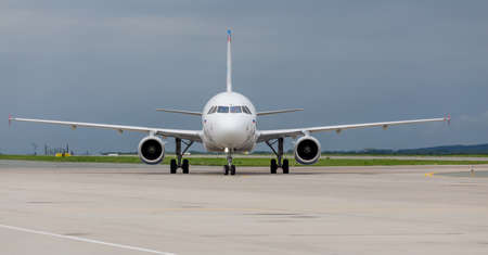 Russia, Vladivostok, 05/26/2017. Passenger airplane Airbus A320 of Ural Airlines company on airfield.のeditorial素材