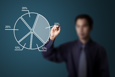 business man drawing pie chartの写真素材