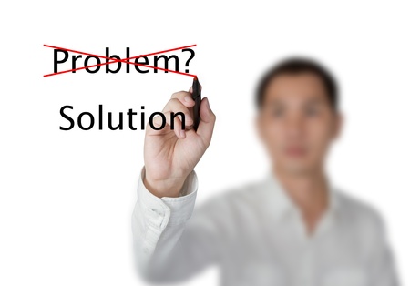 business man eliminate problem and find solutionの写真素材