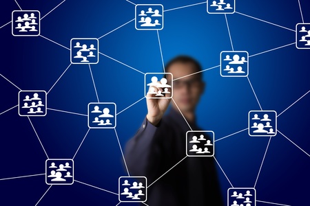 business man drawing social network connectionの写真素材
