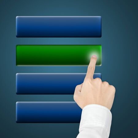 hand pressing touch screen button