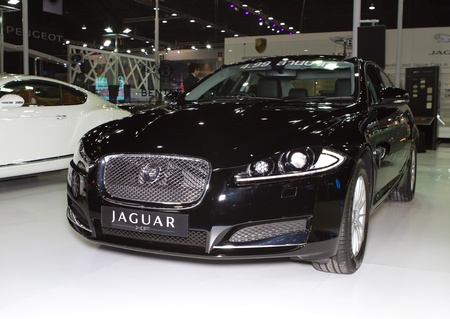 BANGKOK - APRIL 2: Jaguar XF car on display at the 33rd Bangkok International Motor Show on April 2, 2012 in Bangkok, Thailand.のeditorial素材