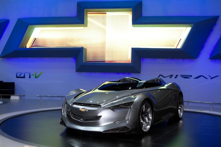 BANGKOK - DECEMBER 2: Chevrolet Miray concept car on display at the 28th Thailand International Motor Expo  on December 2, 2011 in Bangkok, Thailand.のeditorial素材