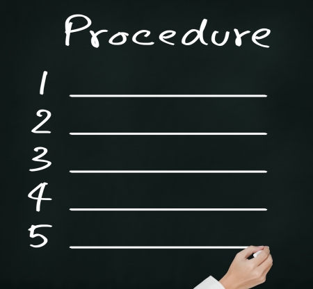 business hand writing blank procedure list on chalkboardの写真素材
