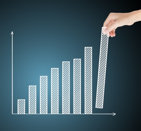 business hand building upward trend financial graph business hand building upward trend financial graph