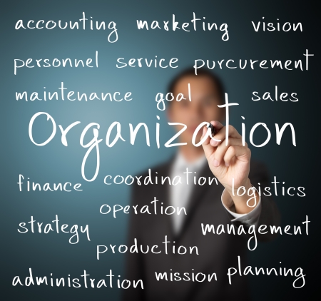 business man writing organization concept business man writing organization concept