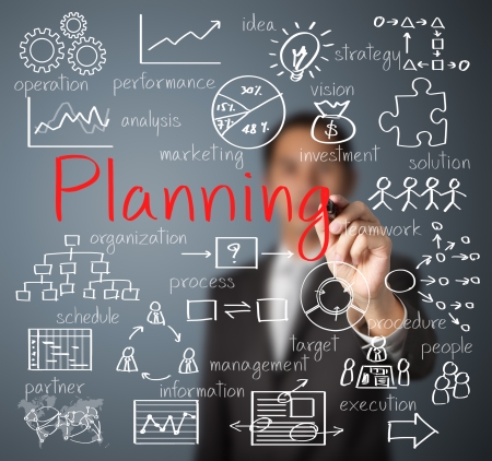 business man writing planning conceptの写真素材