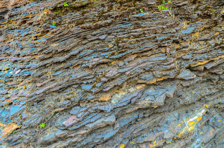 Layers of iron ore deposits in the mountains of Baba Budangiri at Chikmagalur, India