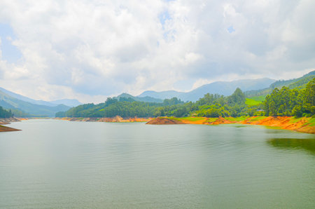 A river on Munnar hills in Kerala, Indiaの写真素材