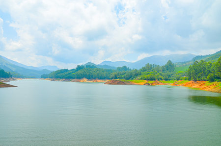 A rivulet on Munnar hills in Kerala, Indiaの写真素材