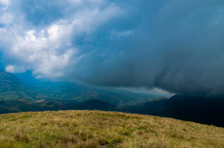 Misty mountains of Munnar, Kerala, Indiaの写真素材