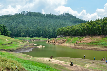 A rivulet on Munnar hills in Kerala, Indiaの写真素材