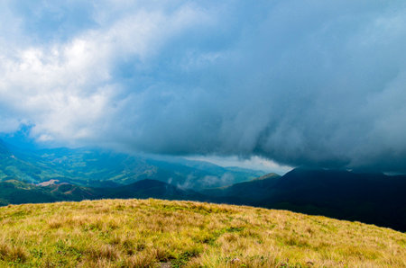Misty mountains of Munnar, Kerala, Indiaの写真素材