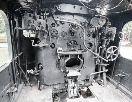 Coal fired boiler of an old steam locomotive engine