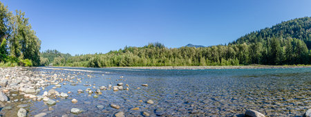 Mesmerizing view of the Vedder River winding through Chilliwack, British C,olumnbia, Canada
