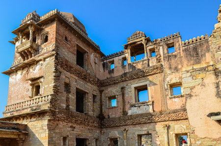 Chittorgarh fort built in 7th century by the Maurya rulers in Rajasthan, Indiaの写真素材