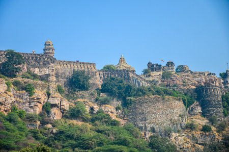 Chittorgarh fort built in 7th century by the Maurya rulers in Rajasthan, Indiaの写真素材