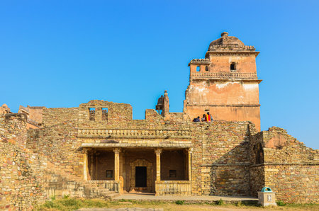Chittorgarh fort built in 7th century by the Maurya rulers in Rajasthan, Indiaの写真素材
