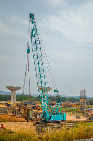 Railway overpass bridge construction in progressの写真素材