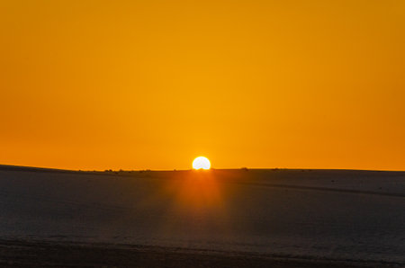 Colorful dawn in a desert in Qatarの写真素材