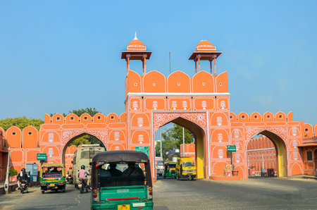 One of the gates of Jaipur Pink City, Rajasthan, Indiaの写真素材