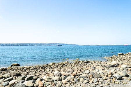 View of English Bay from Stanley Park Beach 2, Vancouver, British Columbia, Canada