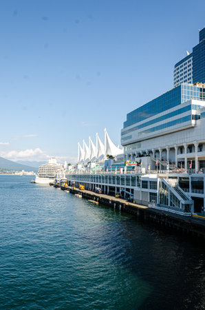 Canada Place water front, Vancouver, British Columbia, Canadaの写真素材