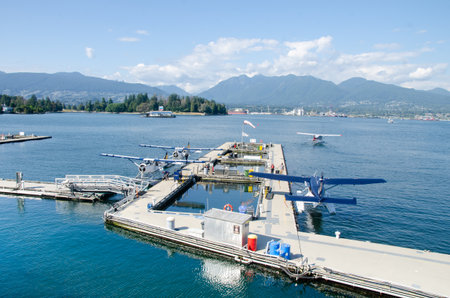 Seaplane port at Canada Place, Vancouver, British Columbia, Canadaの写真素材