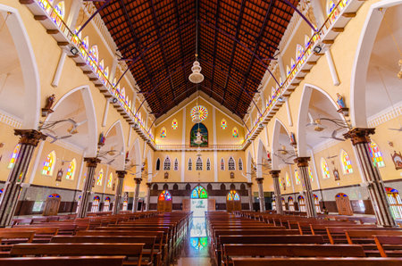 Interior of Our Lady of Fatima Church at Perampalli, Udupi, Karnataka, India