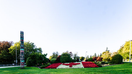 Peace Arch Park in Surrey, BC, Canada is an international park near Canada-US border crossing.の写真素材