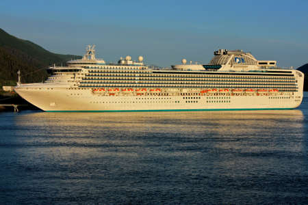 Cruise Ship Illuminated by Sunsetのeditorial素材