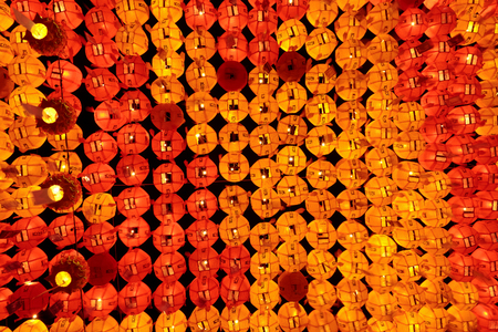 Glowing yellow and red lanterns のeditorial素材