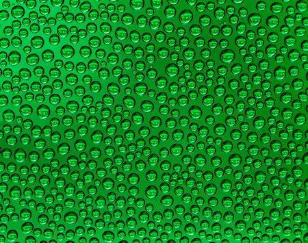Abstract with random water drops on a green glassの写真素材