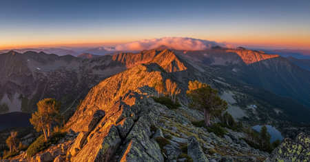 Sunset in Tatra mountains, Poland. Panoramic viewの素材