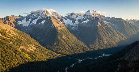 Panoramic view of the mountain range in the Canadian Rockies.の素材