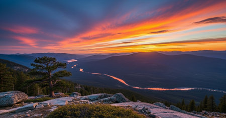 Sunset in Rocky Mountains National Park, Colorado, United States.の素材