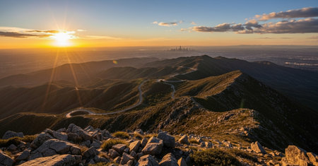 Sunset from the top of the mountain in the Carpathiansの素材