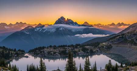 Panoramic view of Lake Louise, Banff National Park, Alberta, Canadaの素材