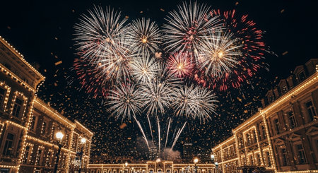 Fireworks over the streets of St. Petersburg in the evening.の素材