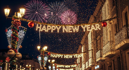 Christmas and New Year holidays illumination on the streets of the city.の素材