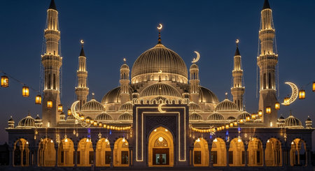 Hagia Sophia mosque in Istanbul, Turkey at night with full moonの素材