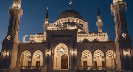 Suleymaniye Mosque at night, Istanbul, Turkey.の素材