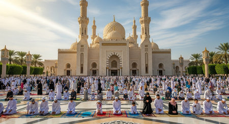 Muslim pilgrims from all over the world gathered to perform Umrah or Hajj at the Haram Mosque in Abu Dhabi, UAEの素材