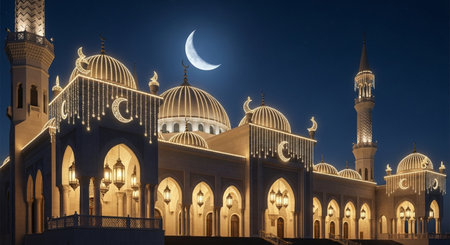 Sheikh Zayed Mosque at night, Abu Dhabi, United Arab Emiratesの素材