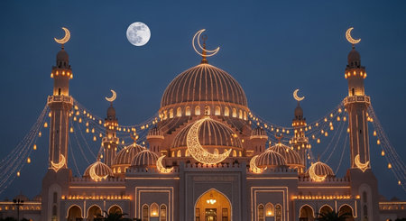 Night view of Sheikh Zayed Grand Mosque in Abu Dhabi, UAEの素材