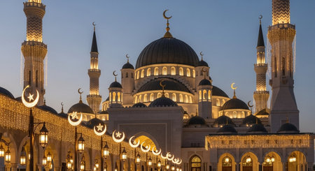 Beautiful view of the Sultan Ahmed Mosque at sunset, Istanbul, Turkeyの素材